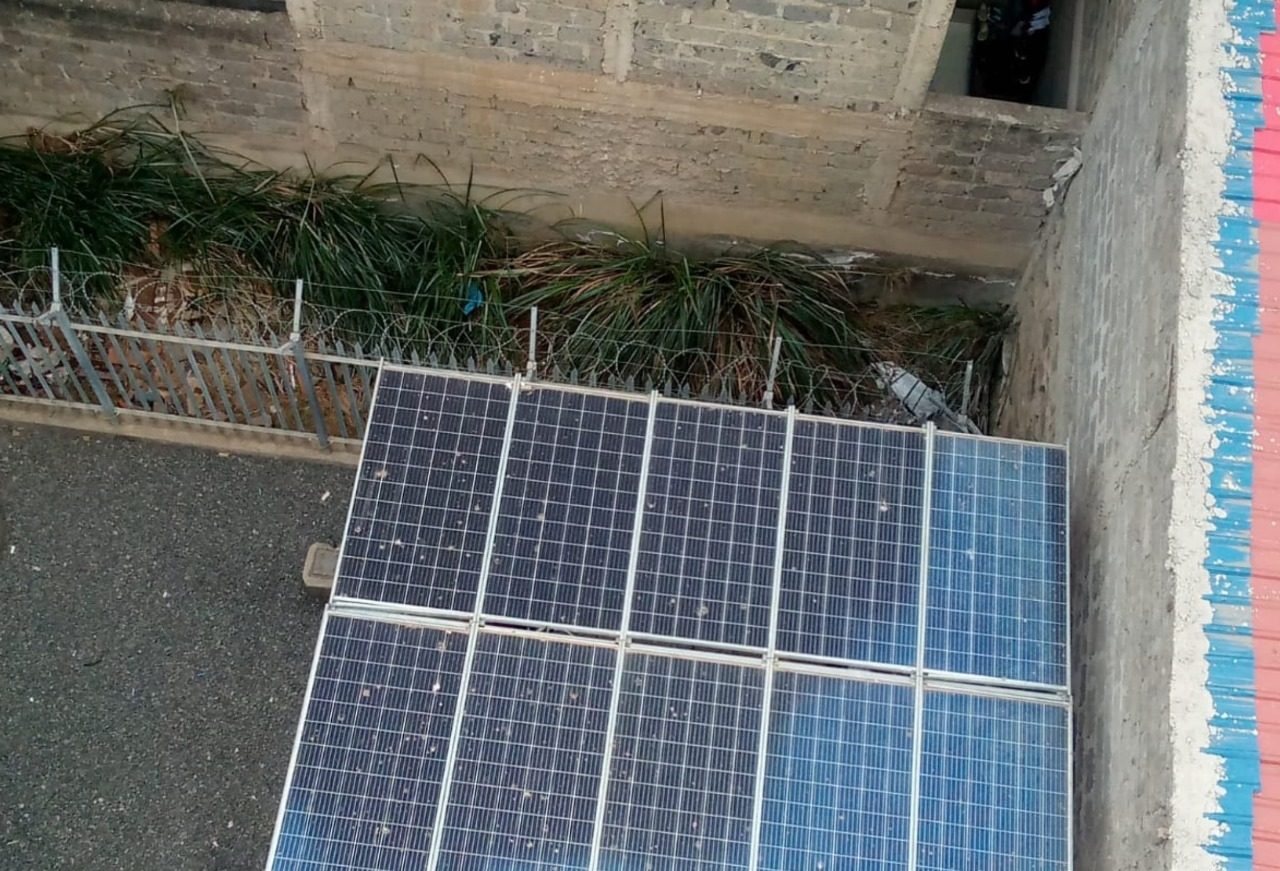 Solar panel erected by an expert